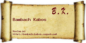 Bambach Kabos névjegykártya